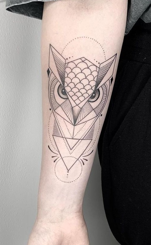 Geometric Owl Tattoo