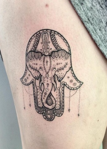 Hamsa Elephant Tattoo