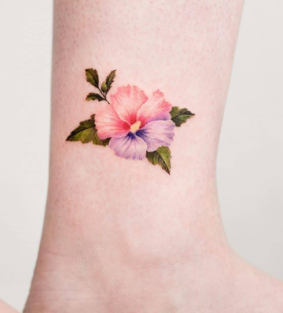 Hibiscus Ankle Tattoo 