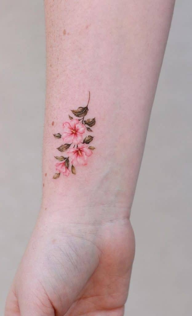 Hibiscus Wrist Tattoo
