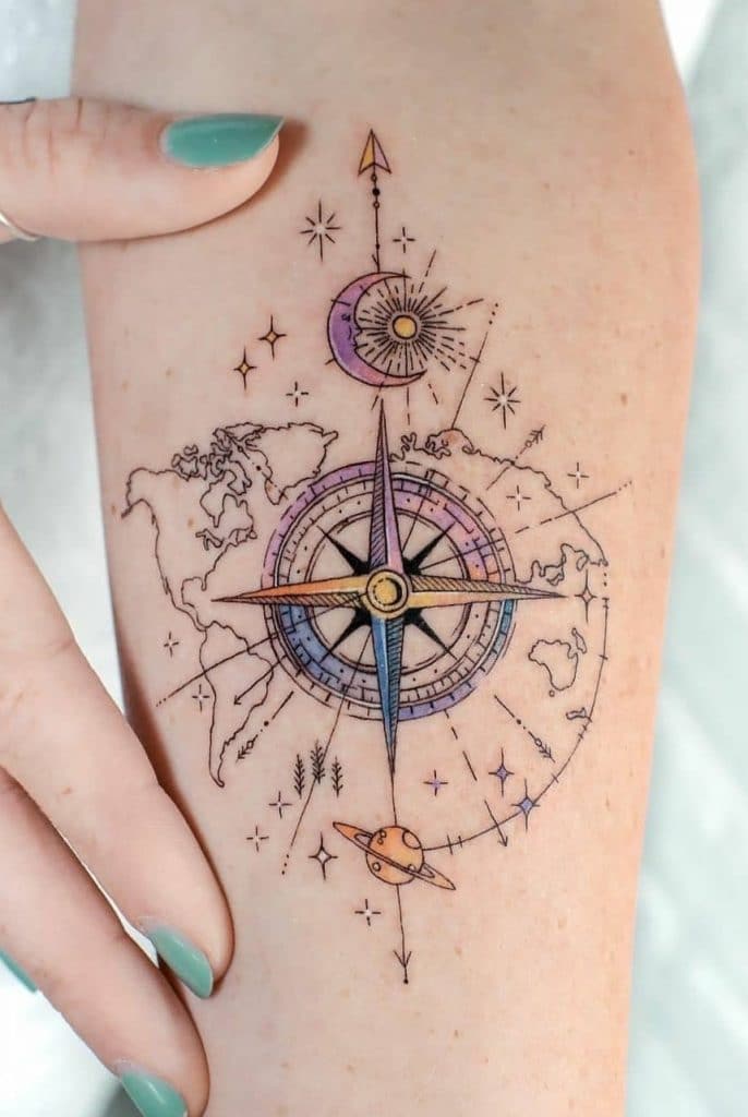 Map and Compass Tattoo