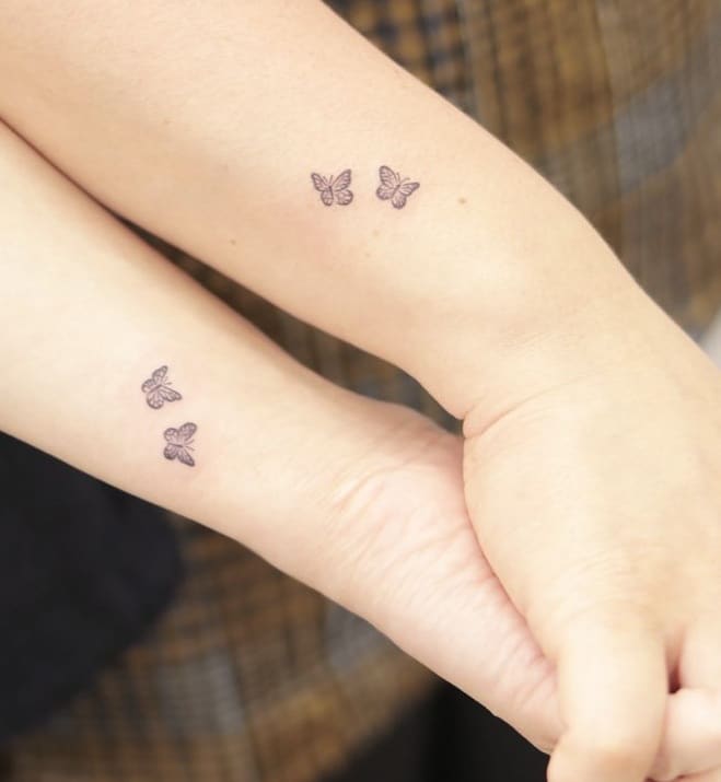 Matching Butterfly Tattoos for Couples