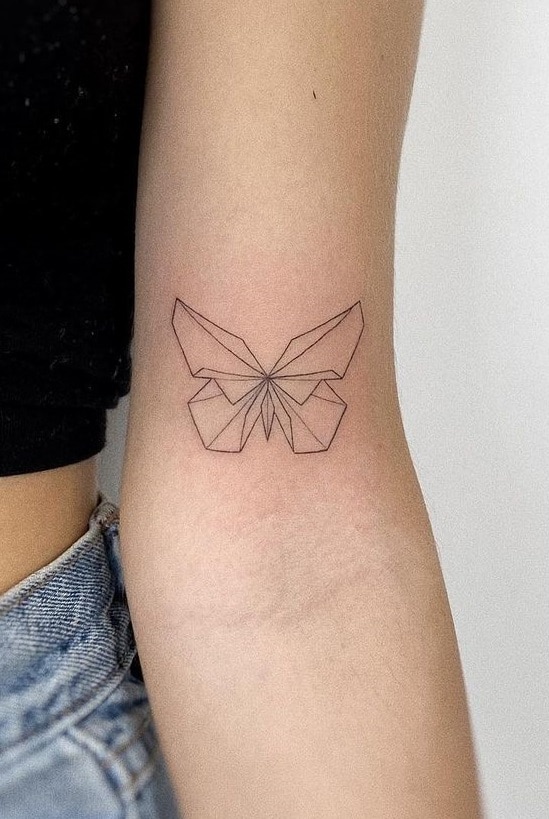 Minimalist Geometric Butterfly Tattoo