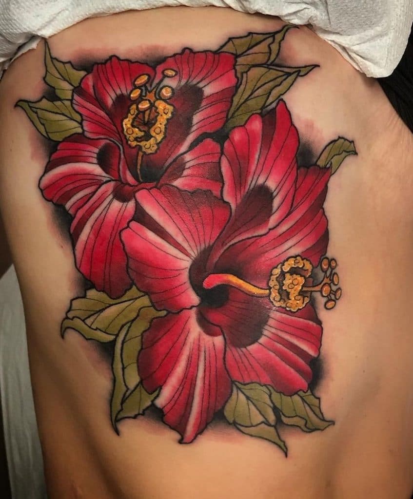 Neo-traditional Hibiscus Tattoo