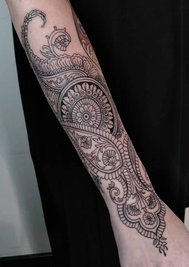 women's paisley tattoo sleeve