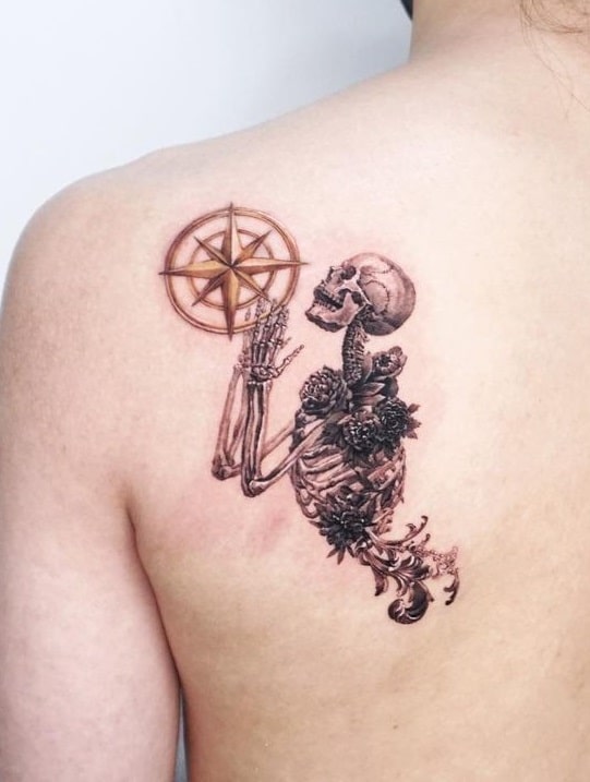 Skull Tattoo and Compass Tattoo