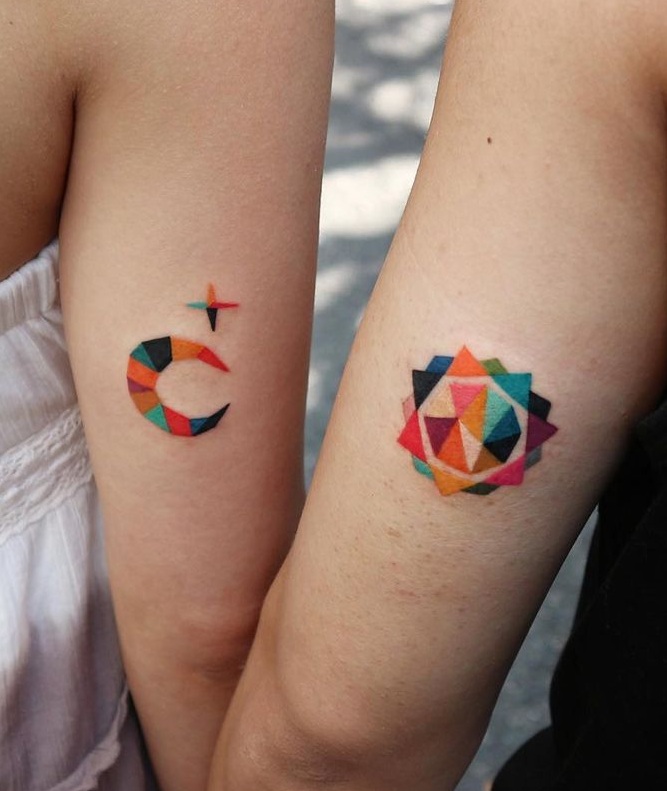 Sun and Moon Couple Tattoos 