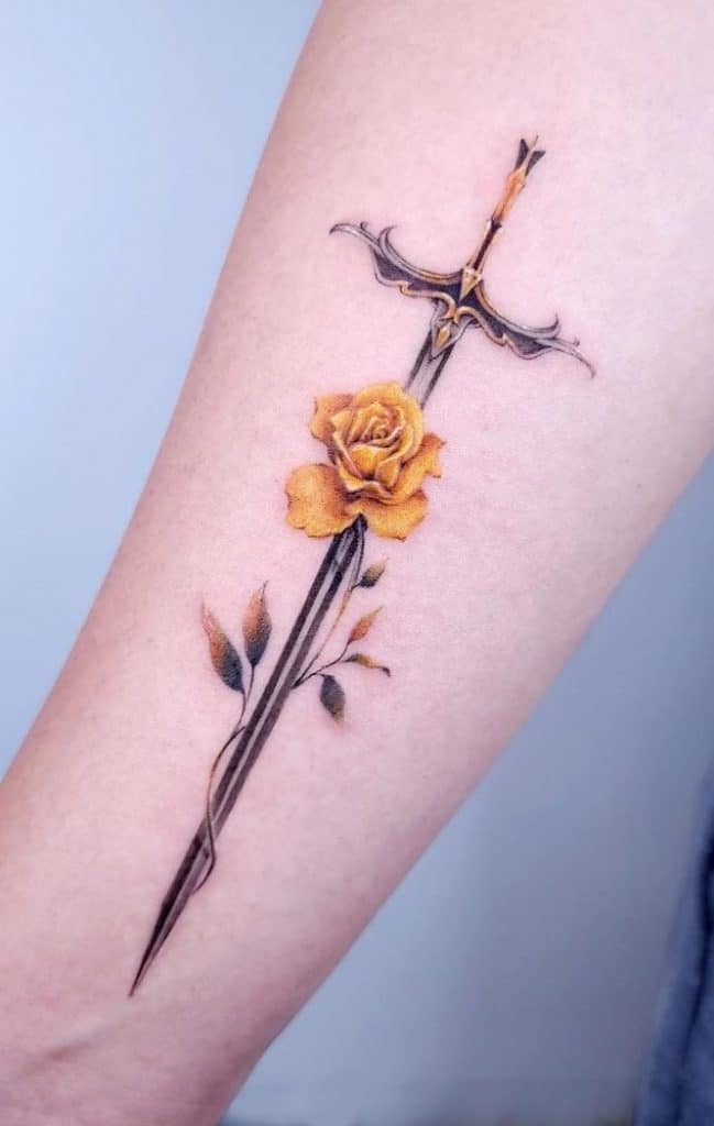 Sword through Rose Tattoo