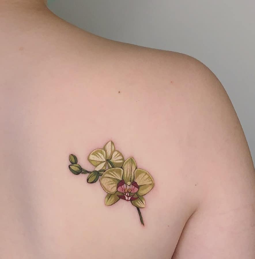 Yellow Orchid Tattoo