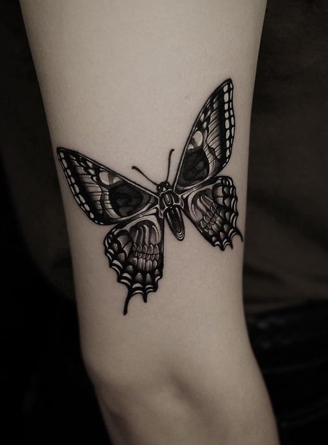 Skull with Butterfly Tattoo