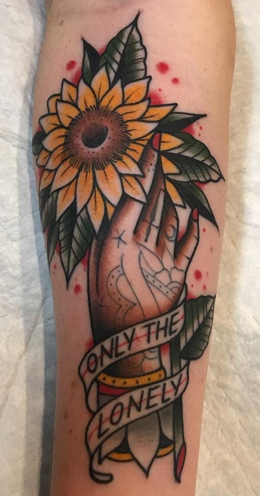 Traditional Sunflower Tattoo