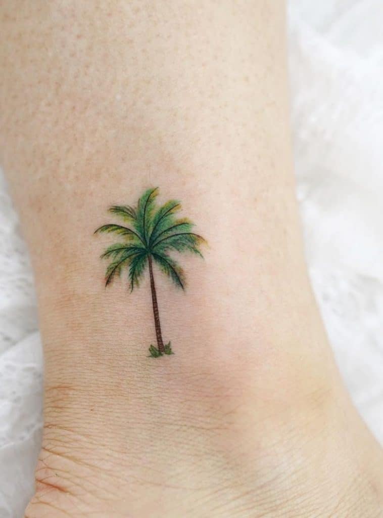 Ankle Palm Tree Tattoo