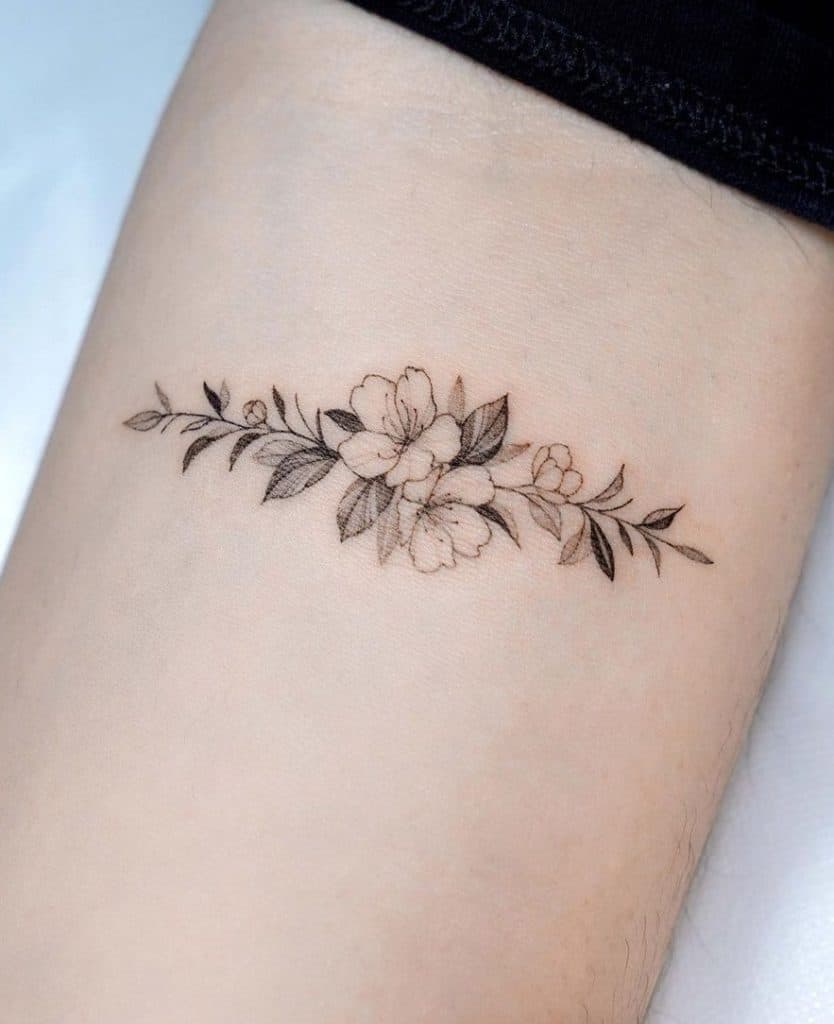 Black and Grey Cherry Blossom Tattoo