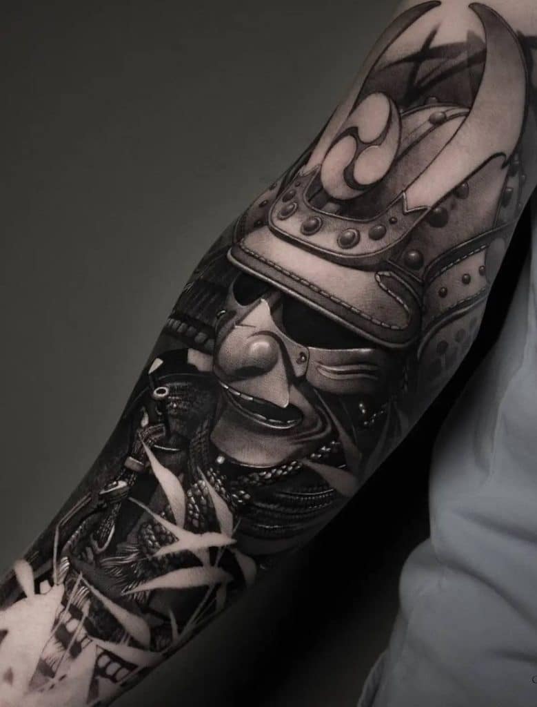 Black and Grey Samurai Tattoo 