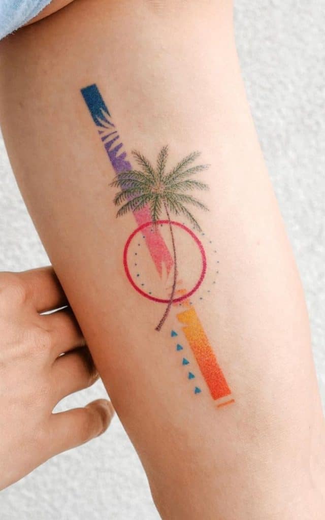 Geometric Palm Tree Tattoo