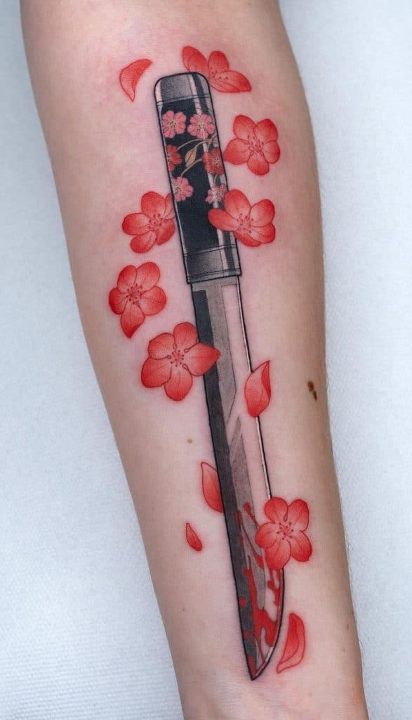 Katana Cherry Blossom Tattoo 
