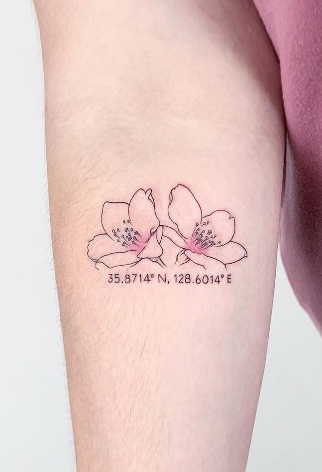 Minimalist Cherry Blossom Tattoo 