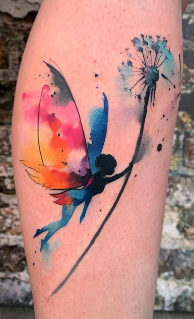 Watercolor Fairy Tattoo 
