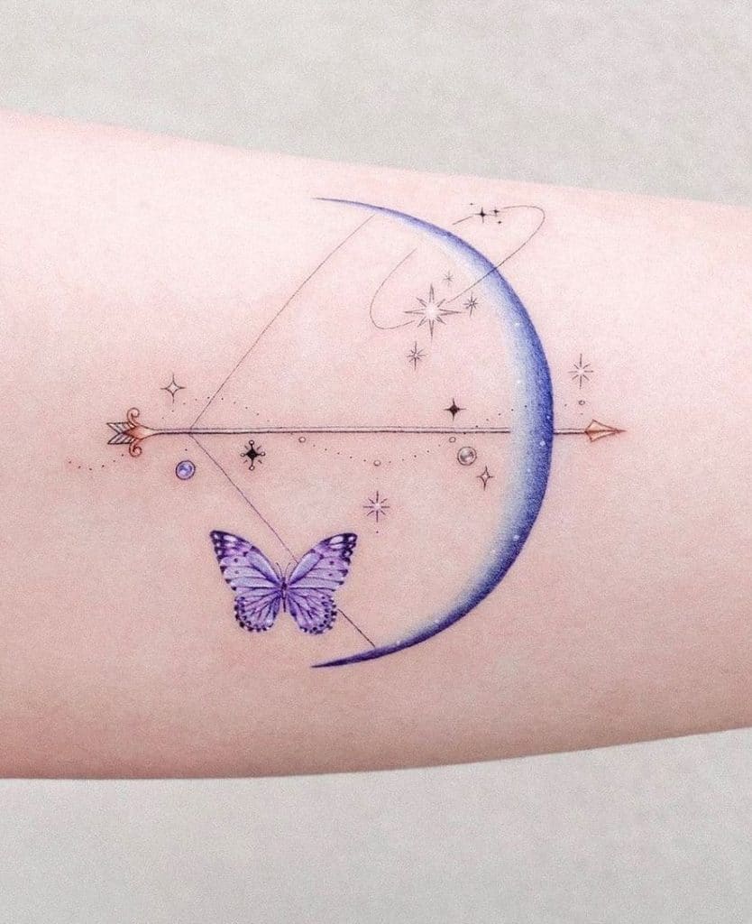 Arrow and Moon Tattoo