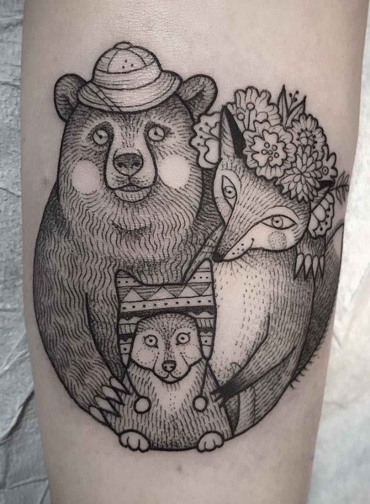 Bear and Fox Tattoo