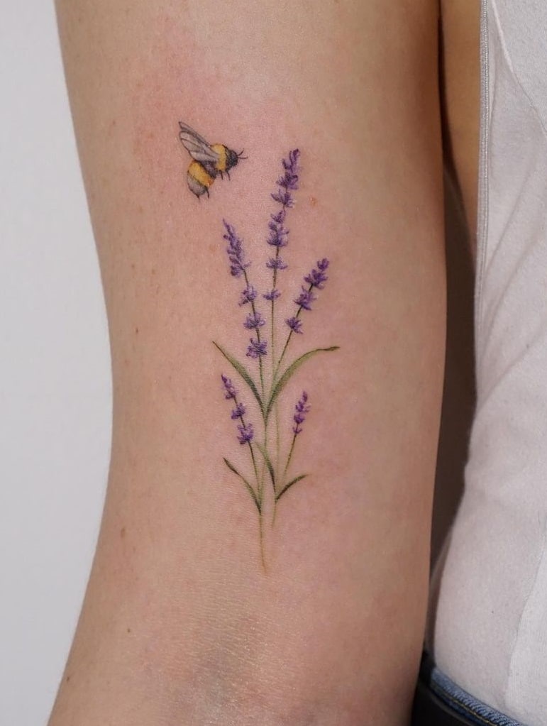 Bee and Lavender Tattoo