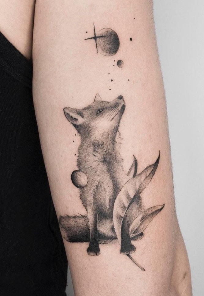 Black and Grey Fox Tattoo 