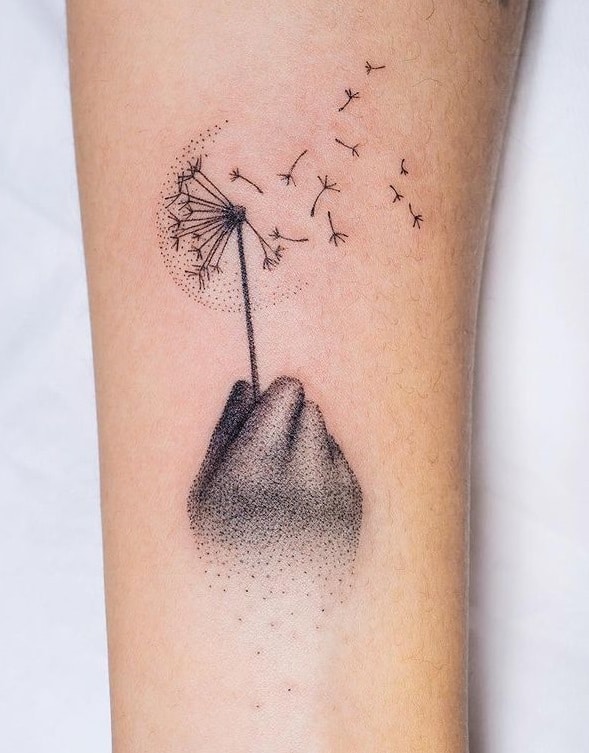Blowing Dandelion Tattoo