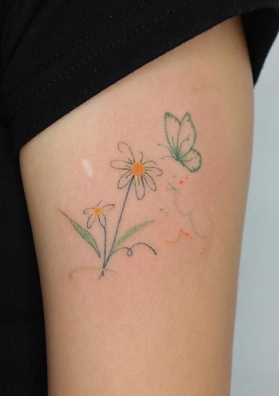 Butterfly and Daisy Tattoo