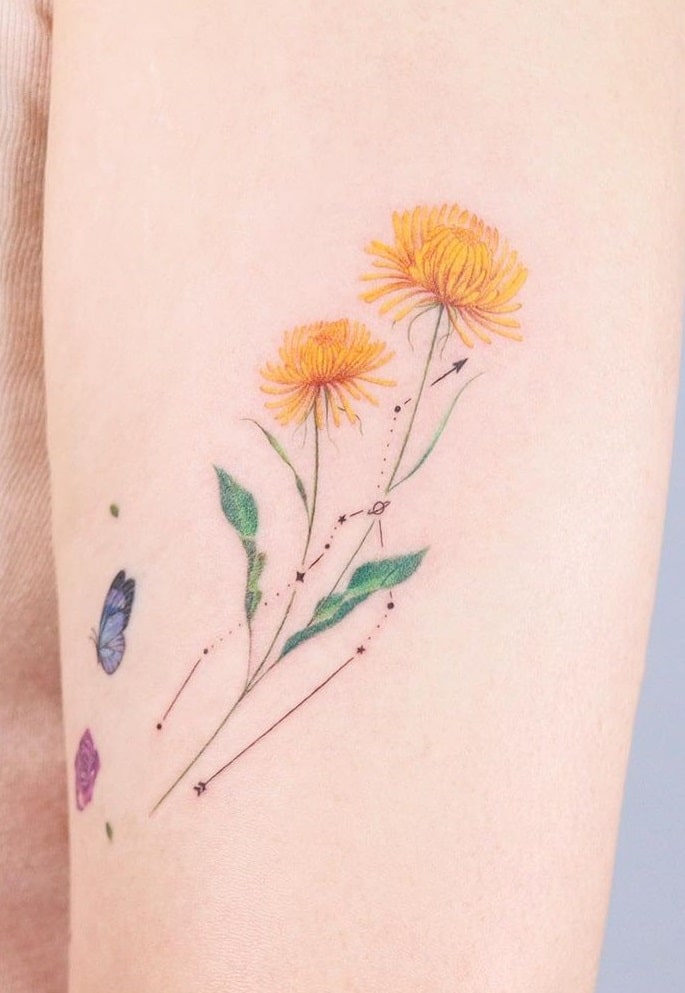 Butterfly with Dandelion Tattoo