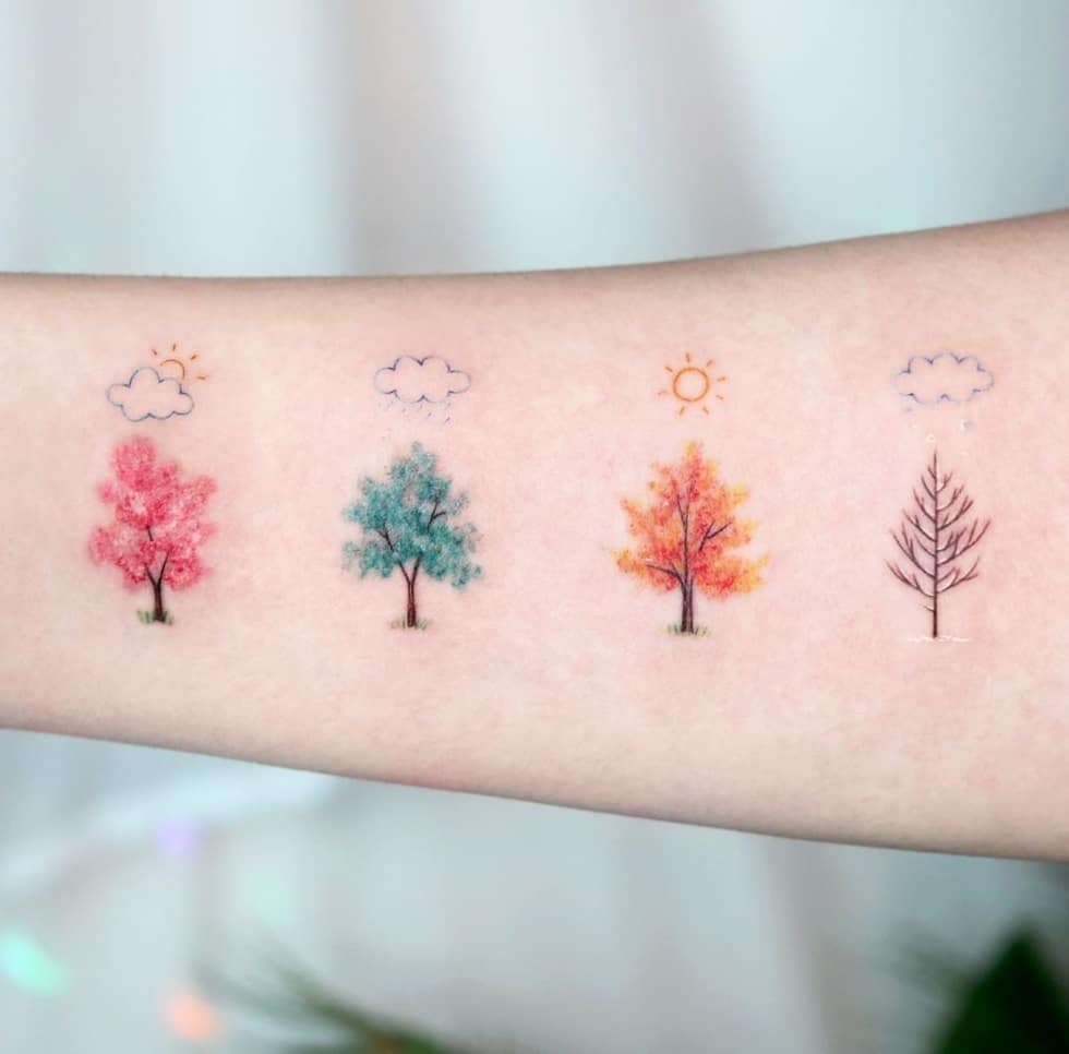 Colorful Tree Tattoos
