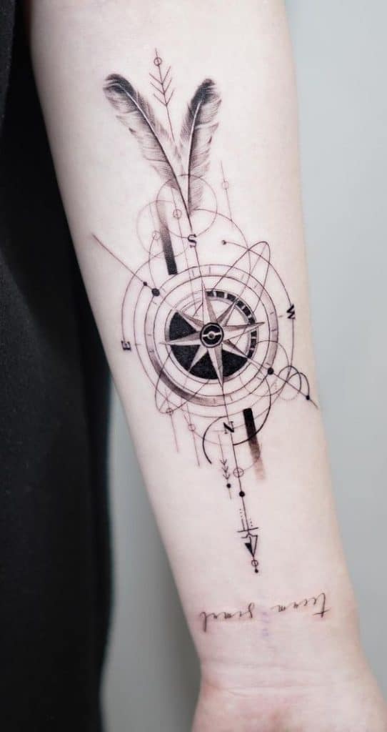 Compass with Arrow Tattoo