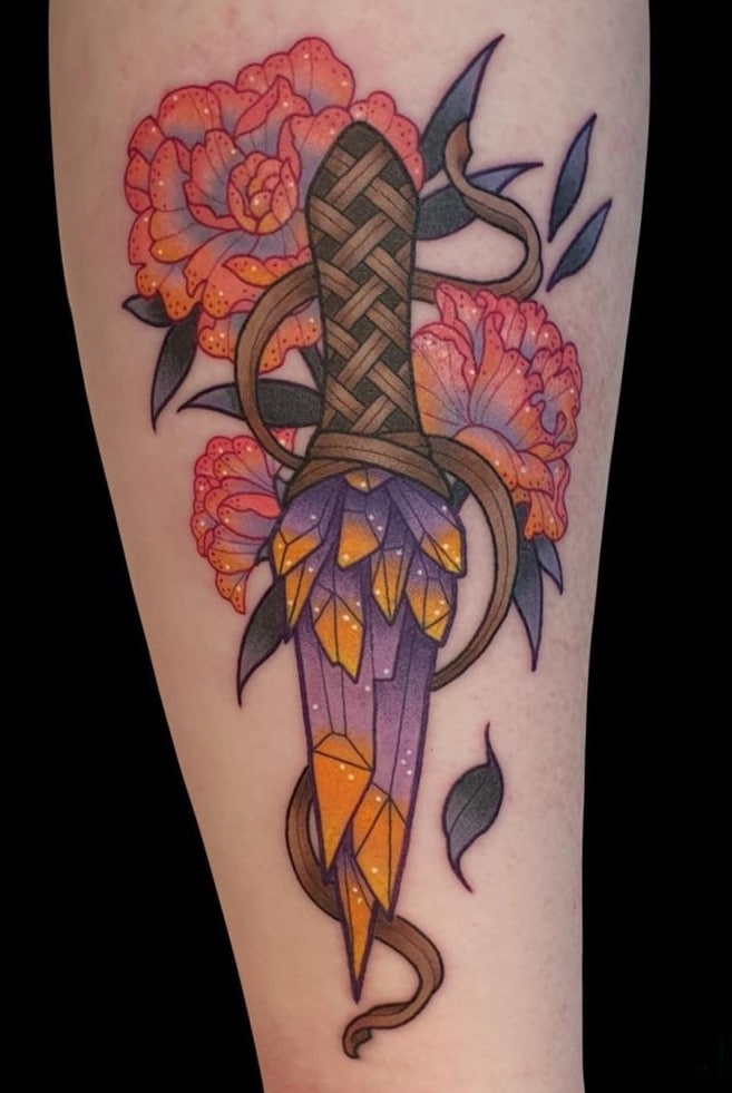 Dagger and Carnation Tattoo