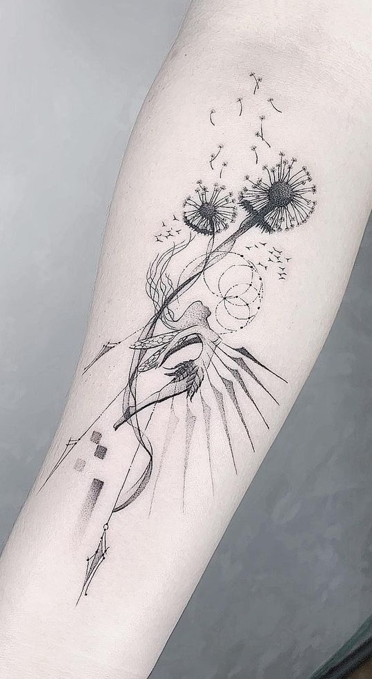 Fairy Tattoo with Dandelion