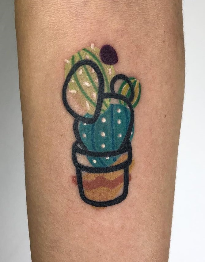 Geometric Cactus Tattoo