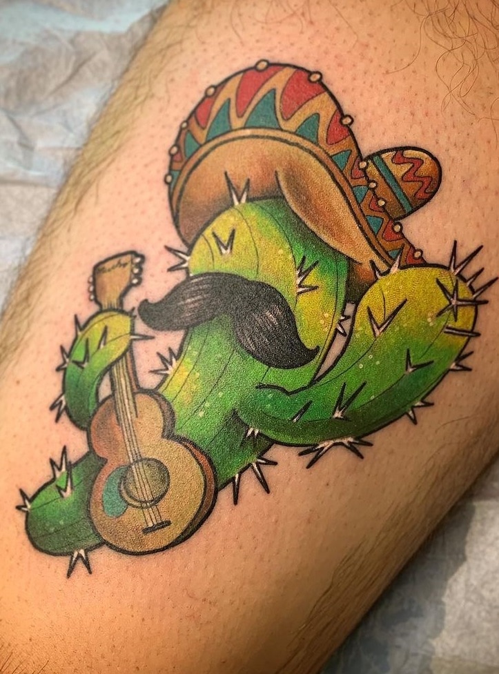 Guitar and Cactus Tattoo