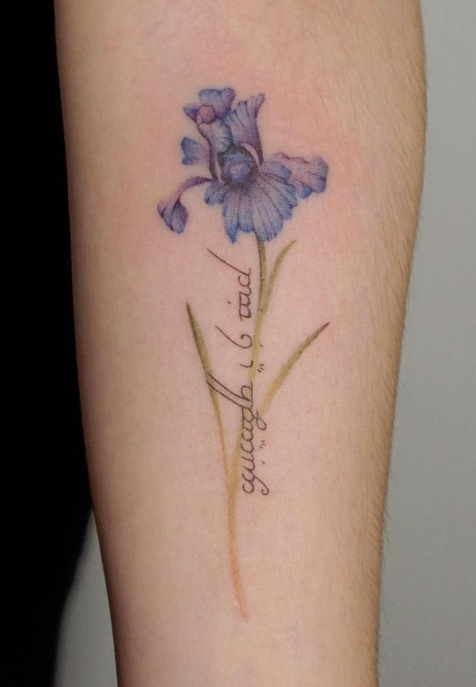 Iris Tattoo with Lettering 