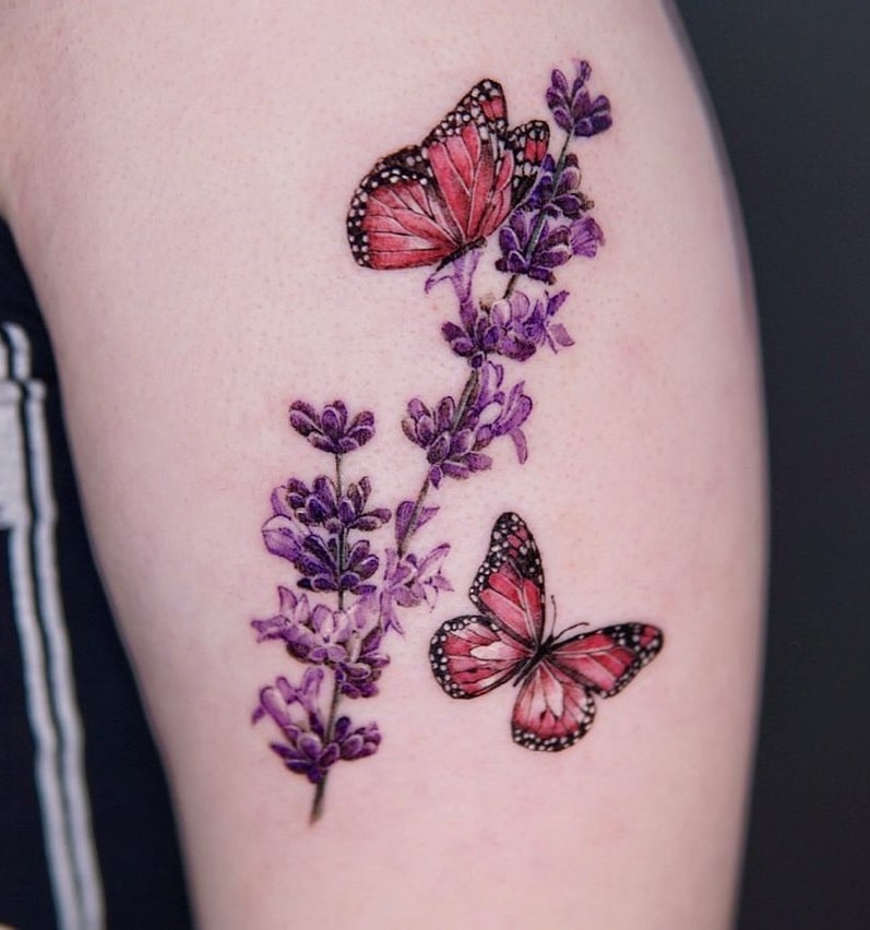 Lavender and Butterfly Tattoos
