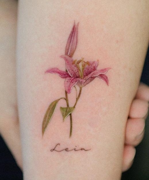 Lily Tattoo with Name Tattoo