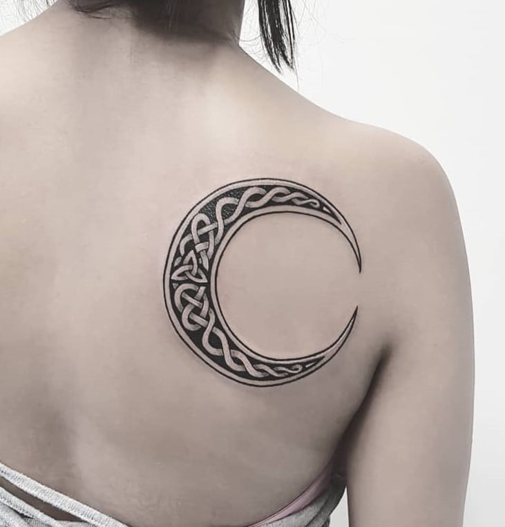 Moon and Triquetra Tattoo