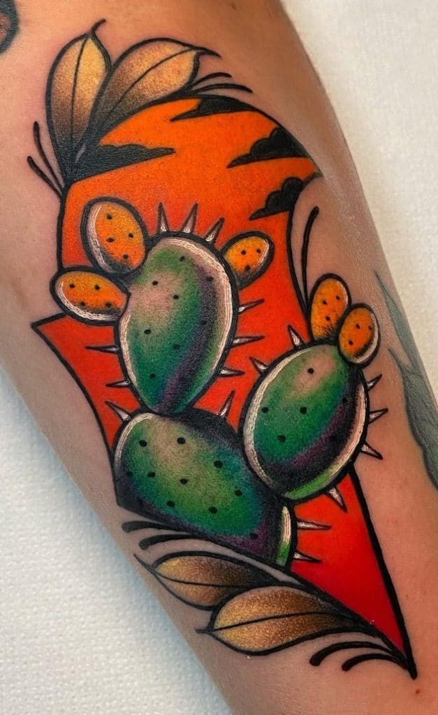Neo-traditional Cactus Tattoo