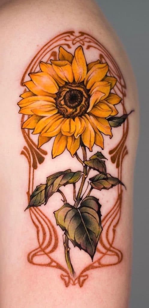 Neo-traditional Sunflower Tattoo
