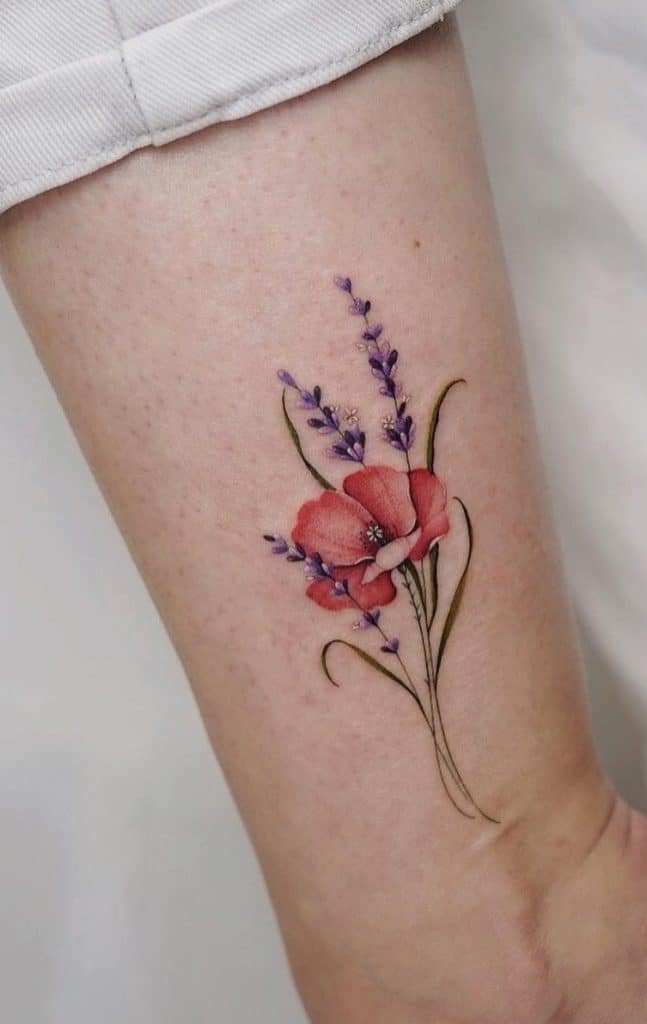 Poppy and Lavender Tattoo