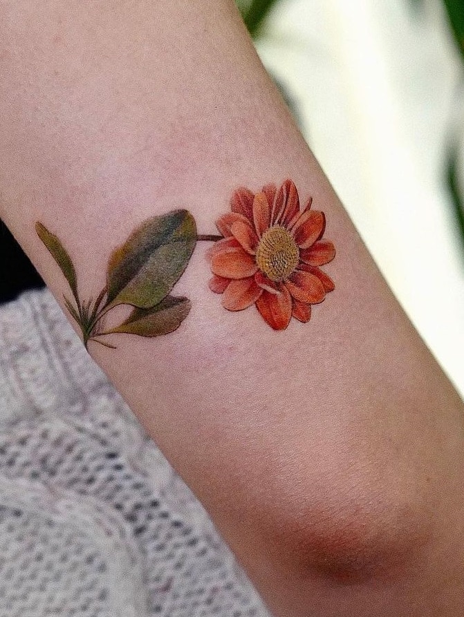Red Daisy Tattoo