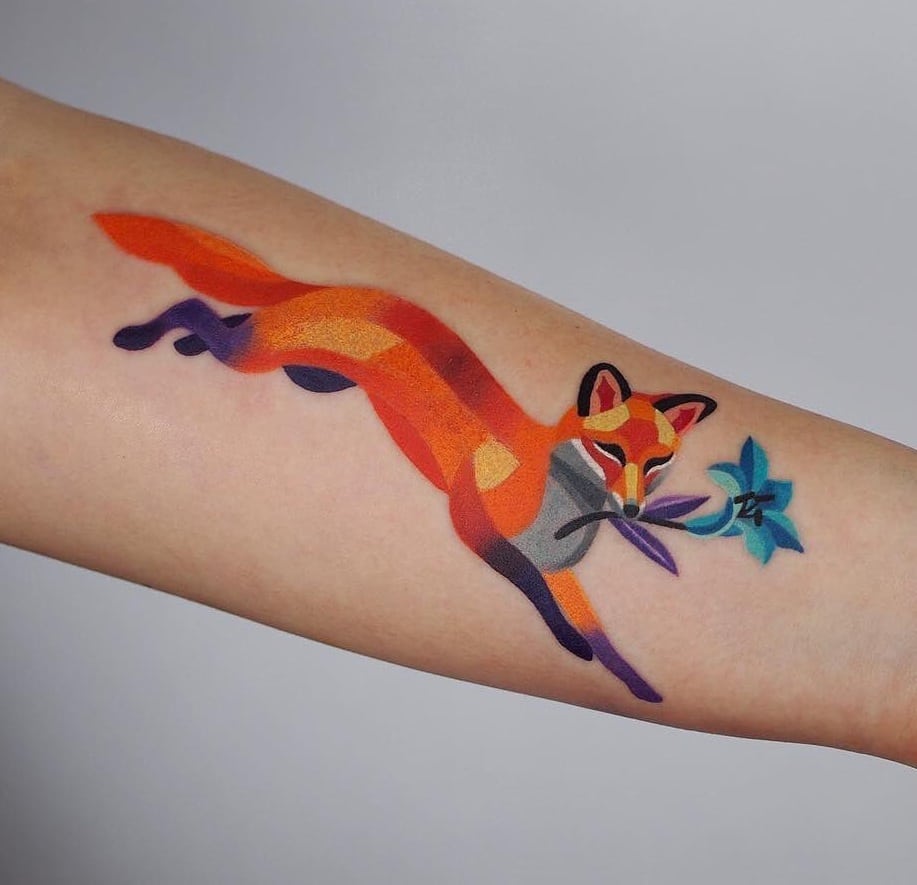 Running Fox Tattoo