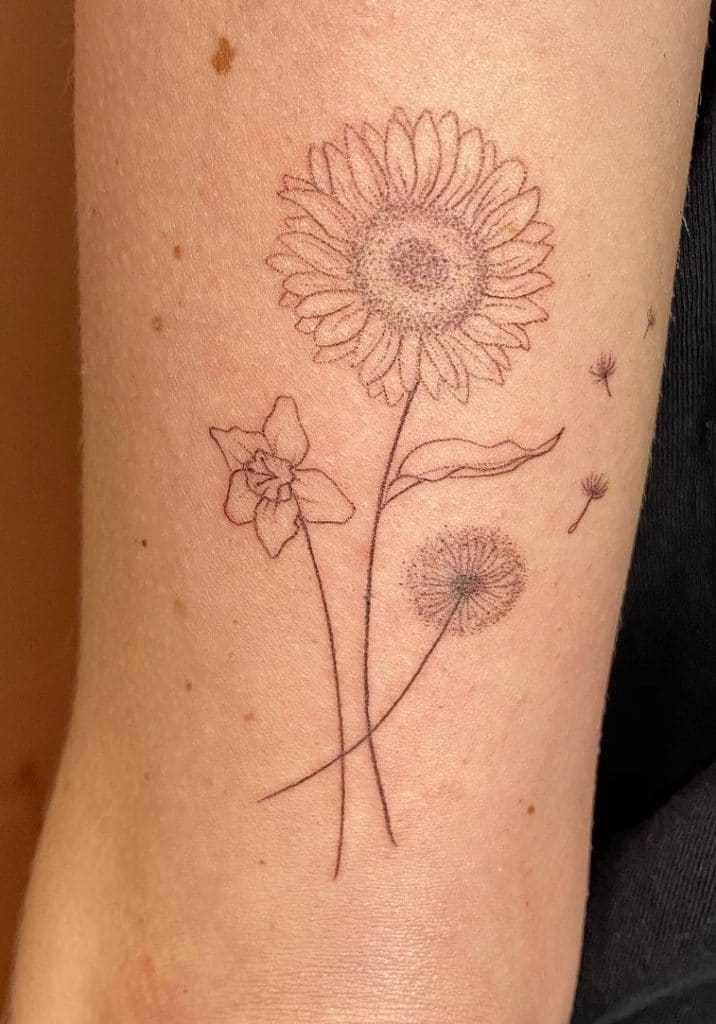 Sunflower and Dandelion Tattoo