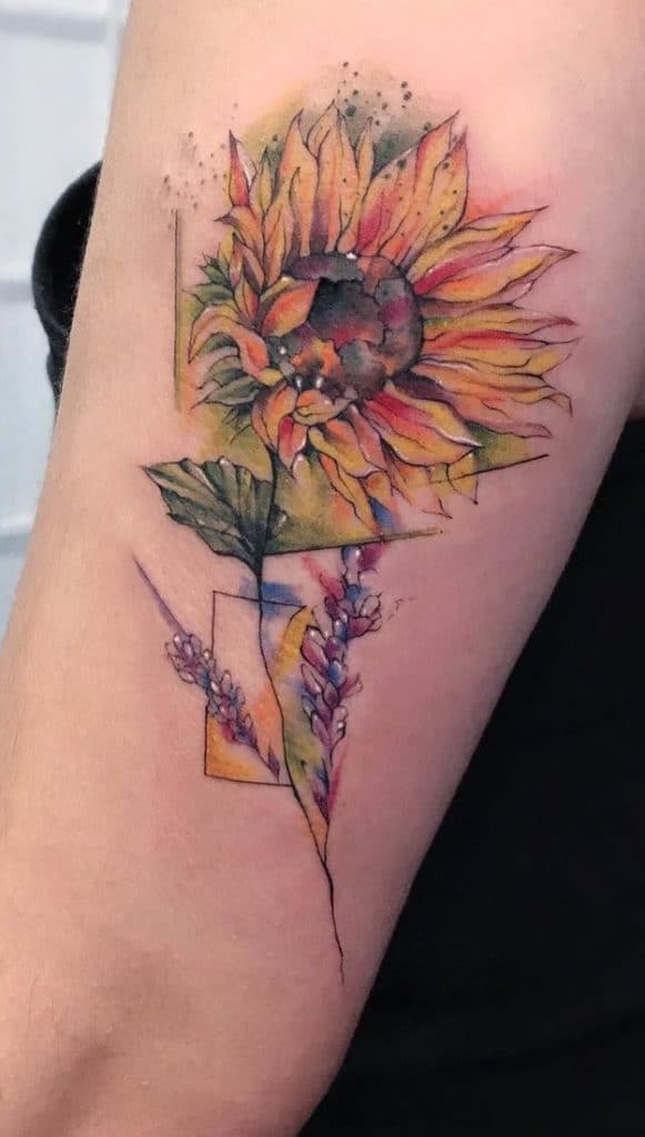 Sunflower and Lavender Tattoo