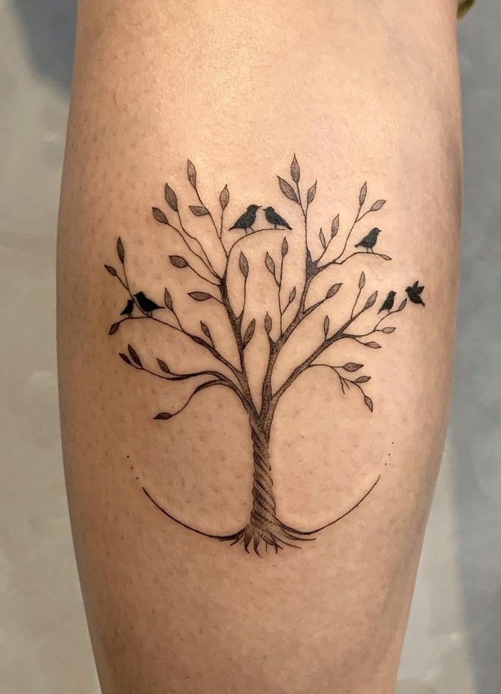 Tree Tattoo with Bird Tattoos