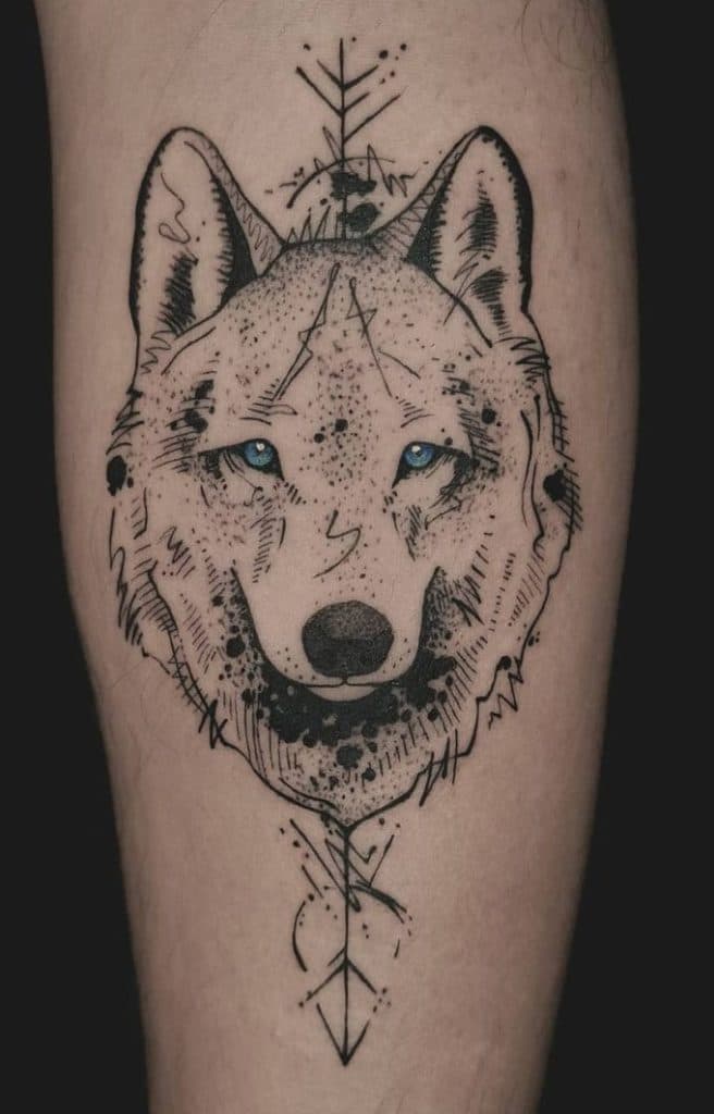 Wolf and Arrow Tattoo