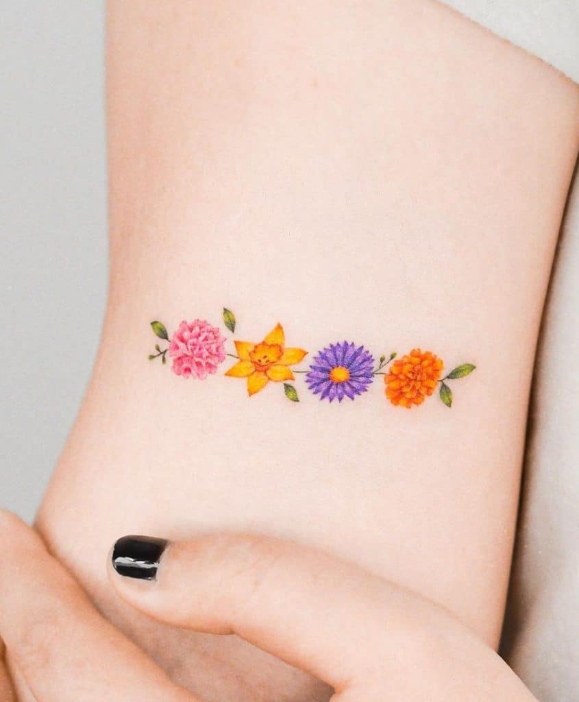 Aster and Marigold Tattoo