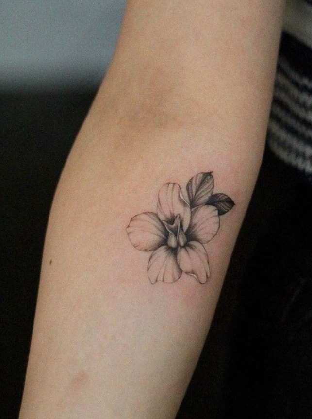 Black and Grey Flower Tattoo